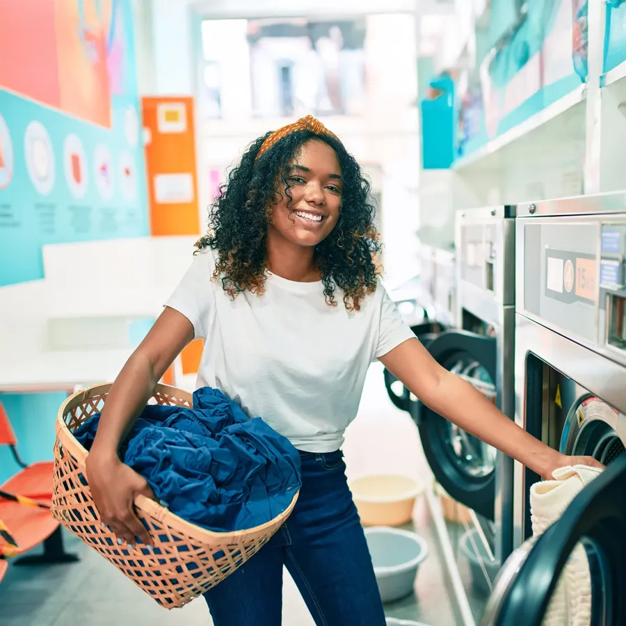 women in laundrymat